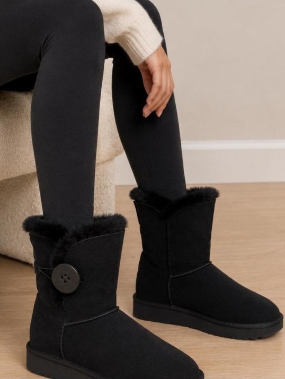 New UGG AUSTRALIA BAILEY BUTTON 2 FUR FASHION BOOTS Sheepskin Leather Booties